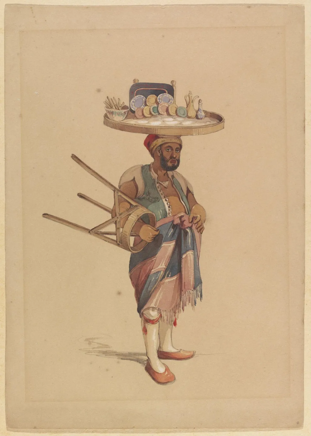 A Seller of Milk-puddings [Mahallebi], by Amedeo Preziosi, watercolor, 1855