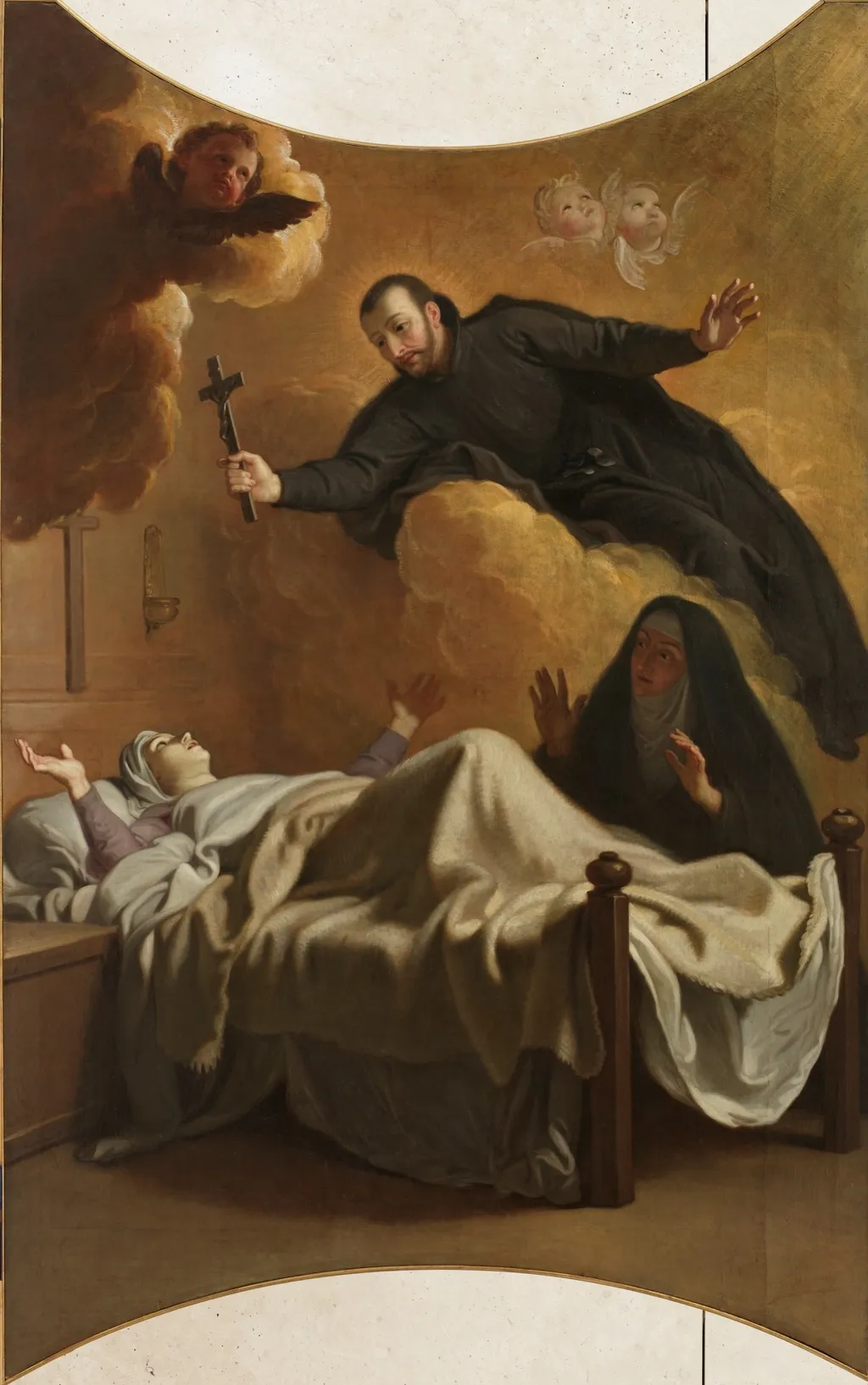 Aparición de san Francisco de Regis a la madre Momplaisant, by Michel Ange Houasse, oil, 1702