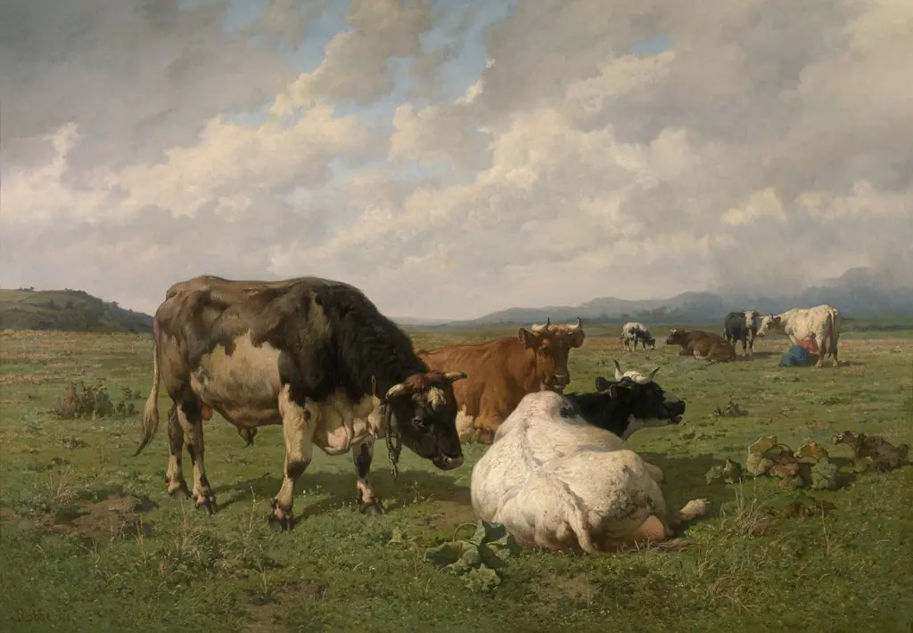 Cattle in the Meadow, by Louis Robbe, oil