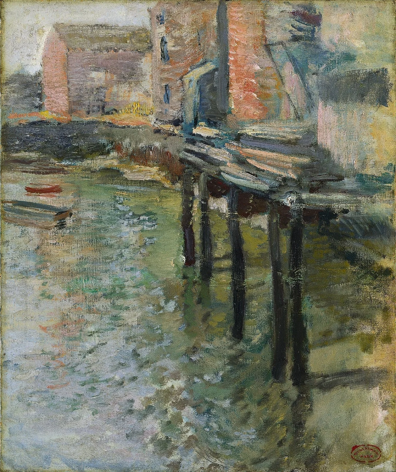 Deserted Wharf (The Old Mill at Cos Cob), detail