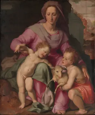 Madonna and Child with the Infant Saint John the Baptist, by Santi di Tito, oil, 1570