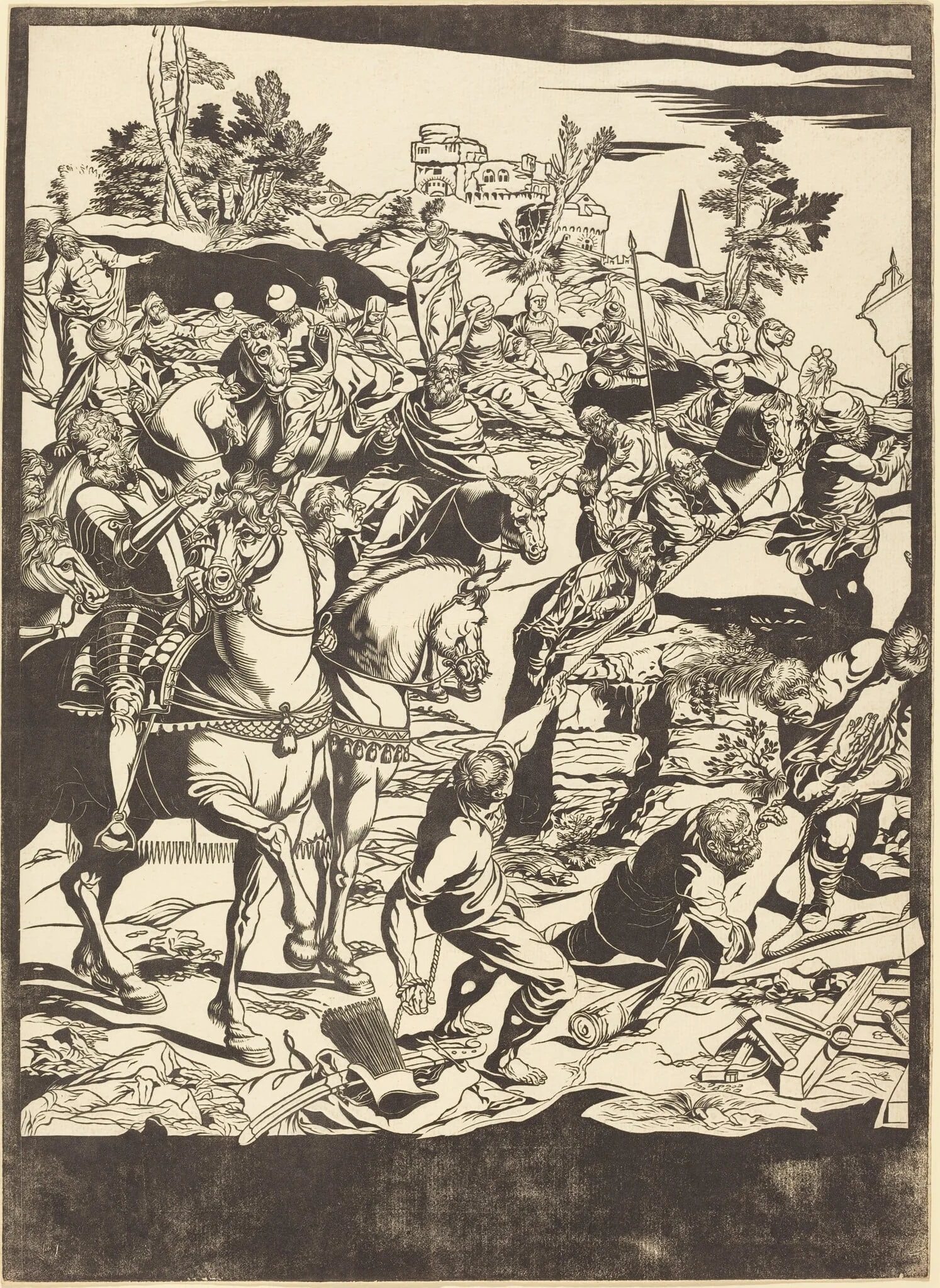 The Crucifixion [left plate], detail