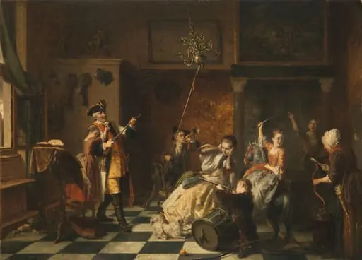 De vadermoorders, ‘Het wil al muizen wat van katten komt’, by David Bles, unspecified, 1869