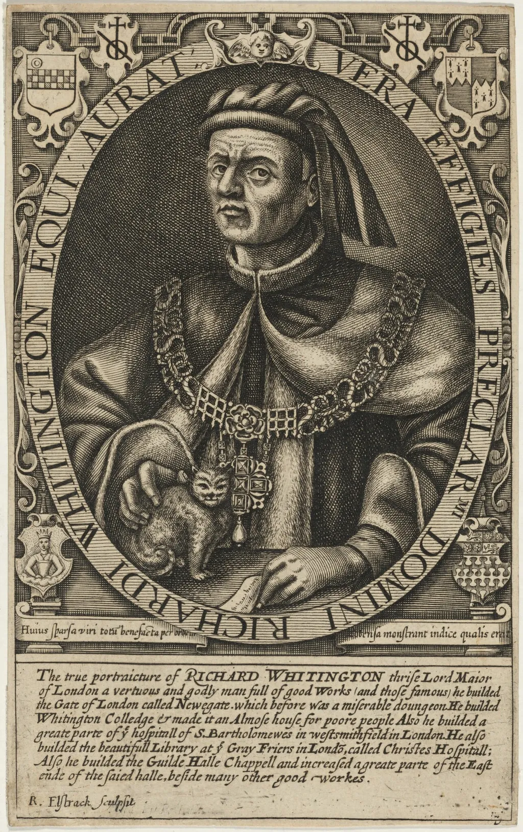 Sir Richard Whittington, by Renold Elstrack, ink, 1598