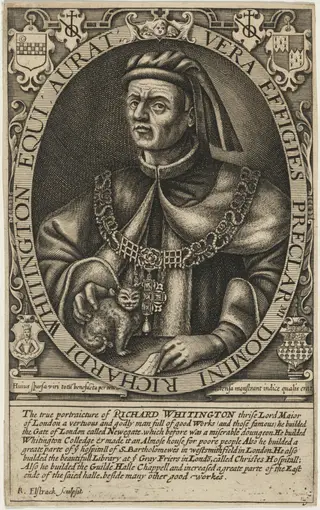 Sir Richard Whittington, by Renold Elstrack, ink, 1598