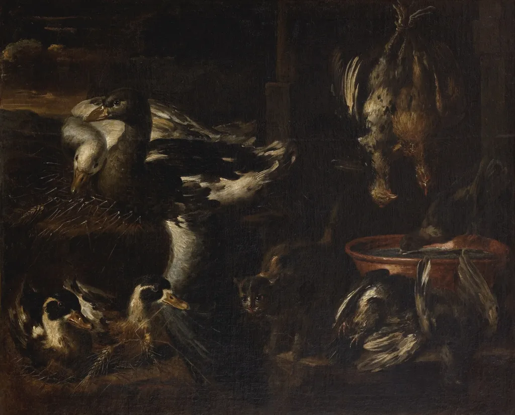 In a Pantry, by Giacomo Legi, oil, 1630
