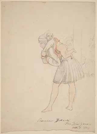 Study after Gozzoli, by Elihu Vedder, graphite, 1858