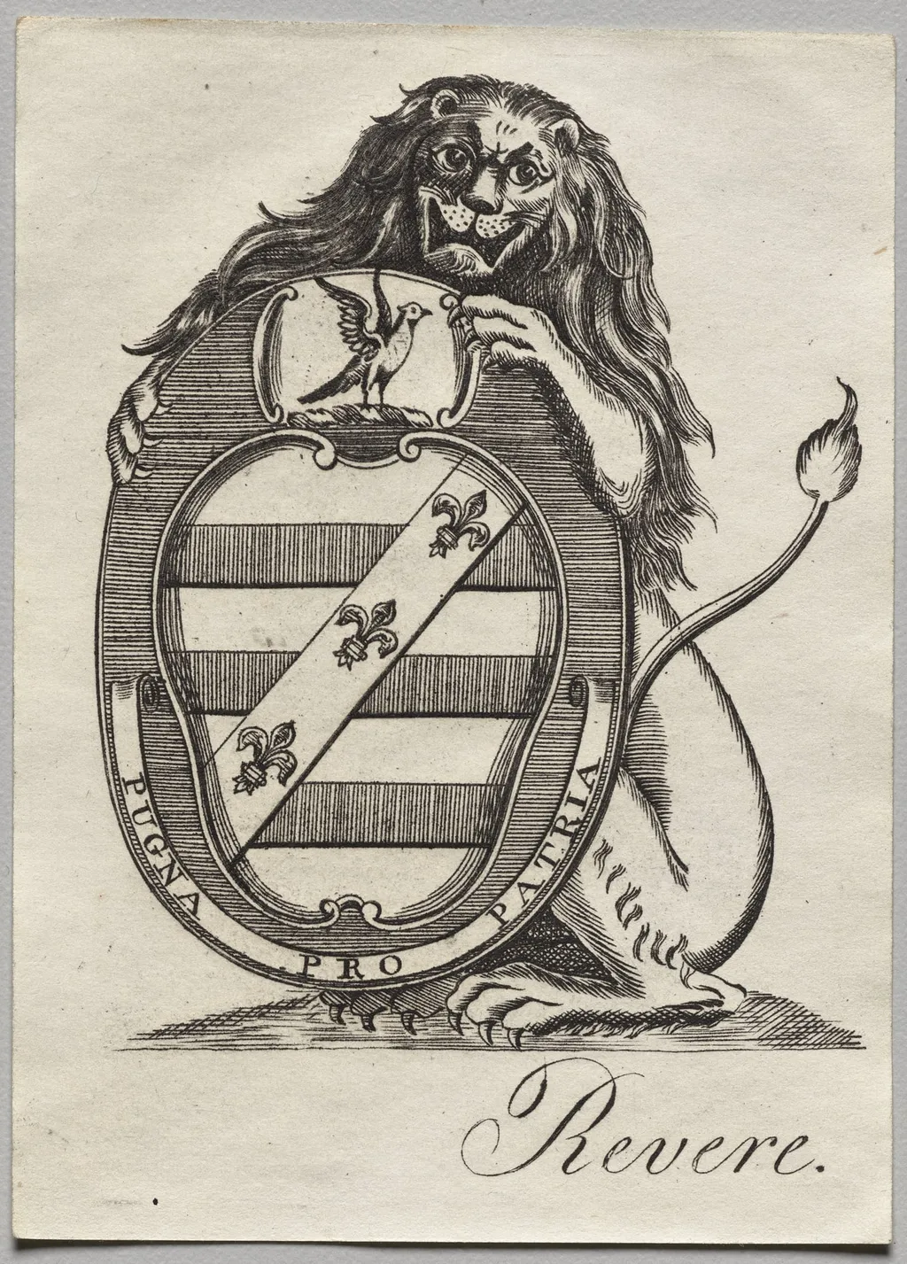 Bookplate:  Coat of Arms, by Paul Revere II, 1785