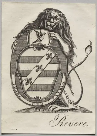 Bookplate:  Coat of Arms, by Paul Revere II, 1785