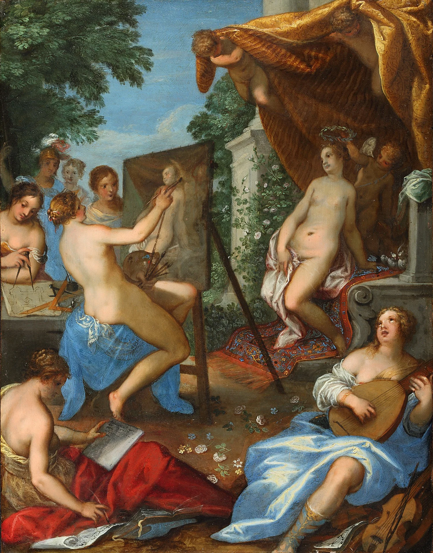 Allegory of Arts with Venus and Pictura painting, detail