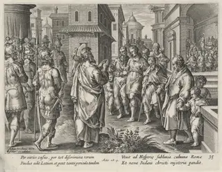 Saint Paul Preaching in Rome, by Philip Galle, ink, 1574