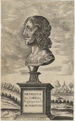 Bust of Earl of Monmouth, by William Marshall, ink, 1649