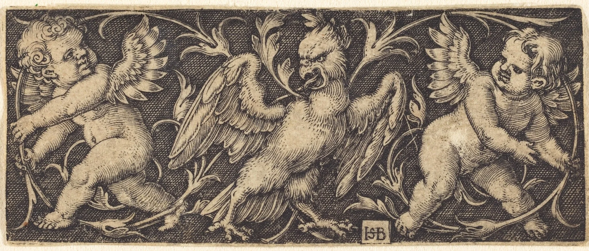 Ornament with Eagle and Two Genii, detail
