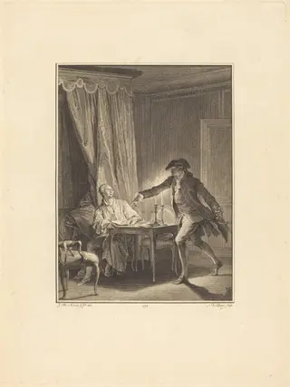 Ah! Jeune homme à ton bienfaiteur, by Nicolas Delaunay, ink, 1774
