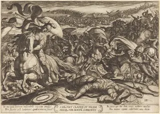 Saul Kills Himself after the Defeat of his Army by the Philistines, by Antonio Tempesta, ink, 1613