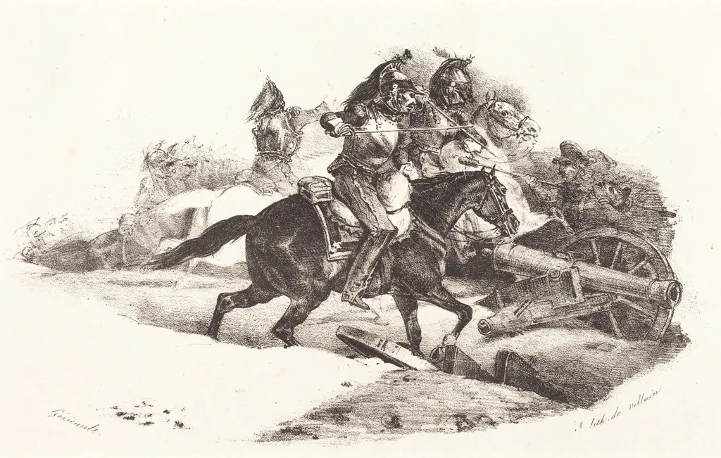 Cuirassiers Charging, by Théodore Géricault, ink, 1823