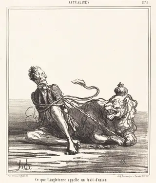 Ce que l'Angleterre appelle un trait-d'union, by Honoré Daumier, ink, 1867