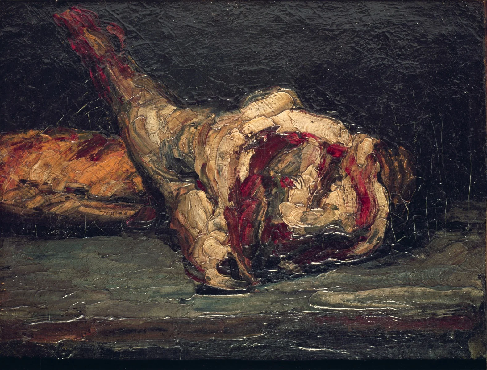 Still Life of a Leg of Mutton and Bread, detail