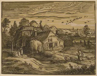 Landscape with a Farmhouse, by Hendrick Goltzius, ink, 1594