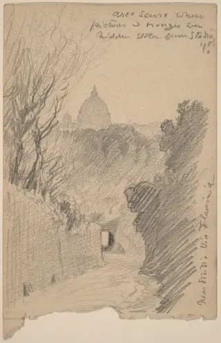 Arco Oscuro--Over the Via Fiaminia, by Elihu Vedder, graphite, 1890