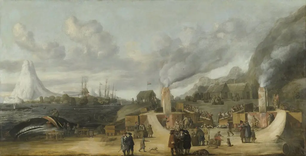 The Whale-oil Refinery near the Village of Smerenburg, by Cornelis de Man, oil, 1639