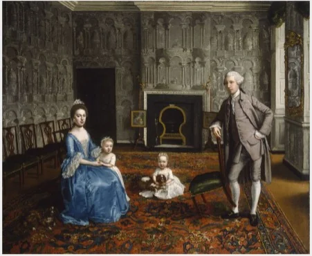 An Interior with Members of a Family, detail