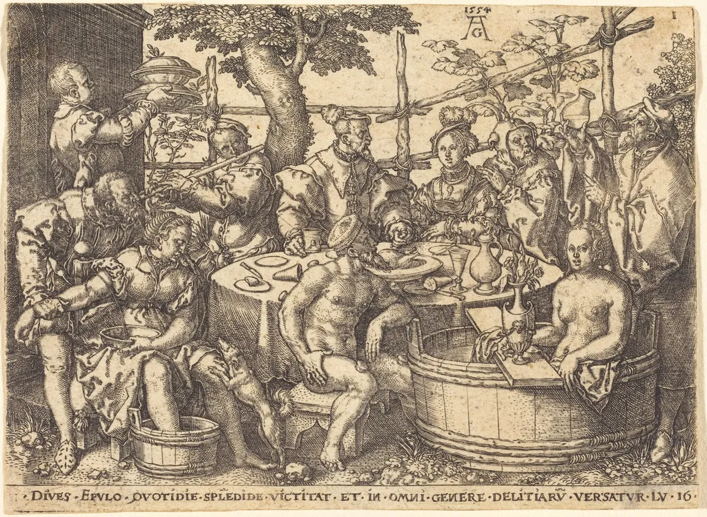 The Rich Man at the Table, by Heinrich Aldegrever, ink, 1554
