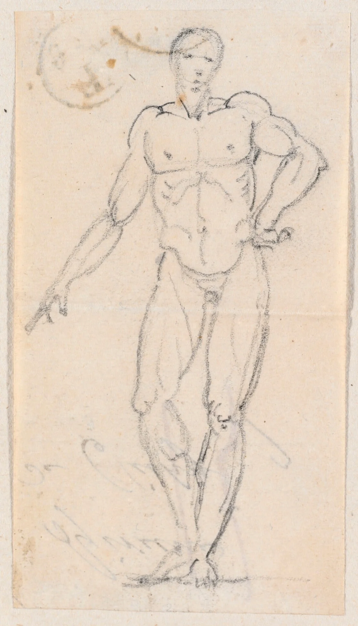 Statue of a Male Nude with Hand on Hip, detail