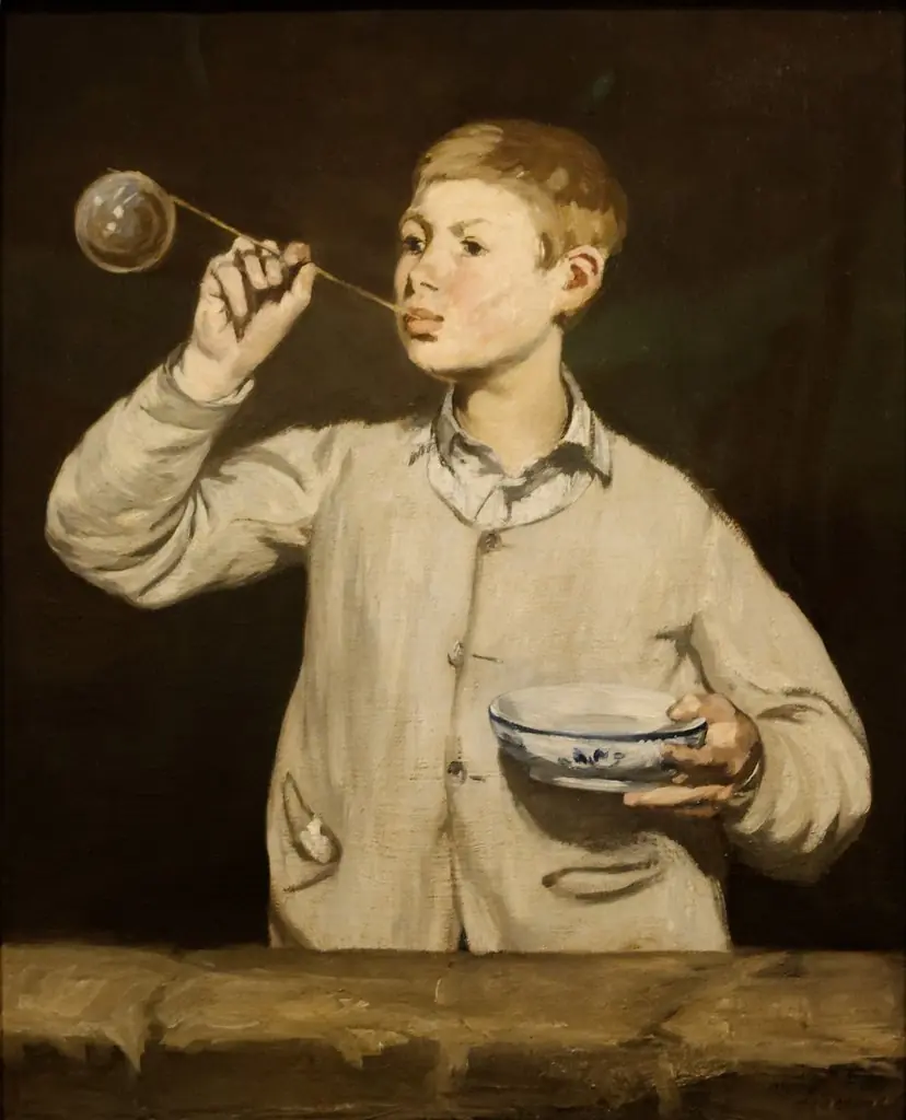 Boy blowing bubbles, by Edouard Manet, oil, 1867