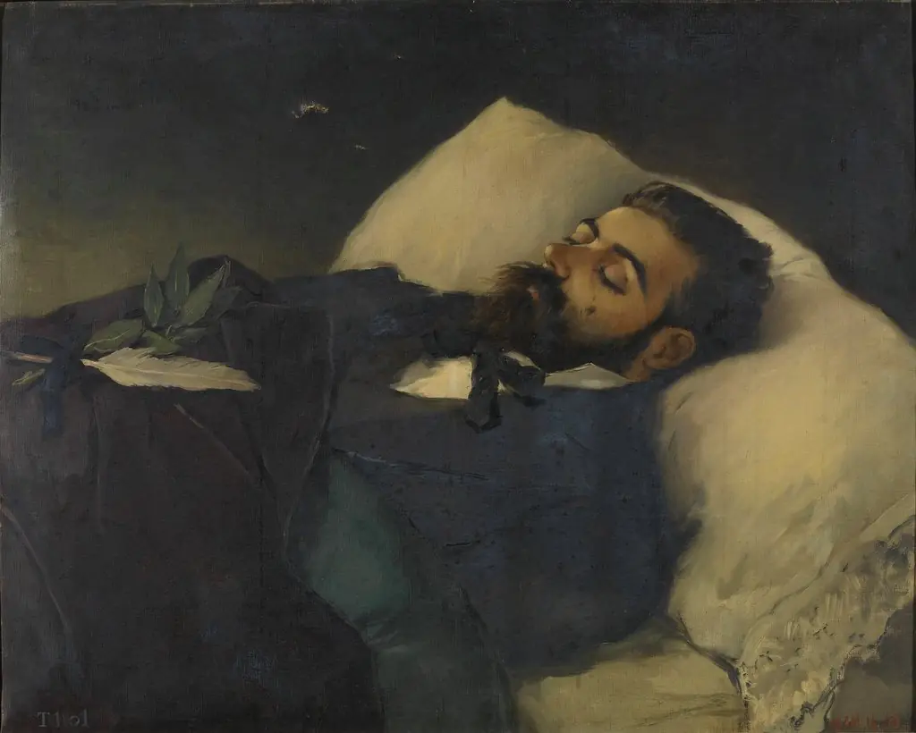 Retrato mortuorio del periodista Pedro Avial Taracena, by José Nin y Tudó, oil, 1889