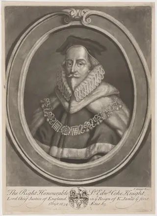 Sir Edward Coke, Knight, Lord Chief Justice, by J. Cooper, ink, 1750
