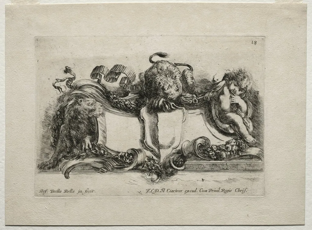Collection of Various Caprices and New Designs of Cartouches and Ornaments:  No 18, by Stefano Della Bella, 1646