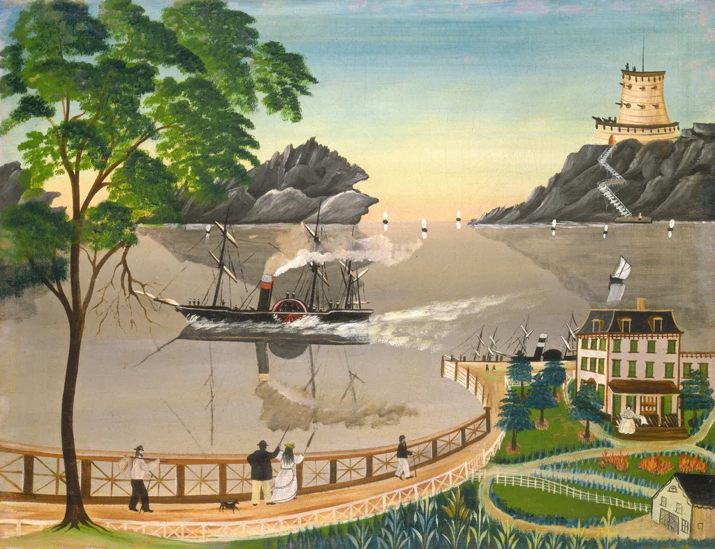 U.S. Mail Boat, by Leila T. Bauman, oil, 1855