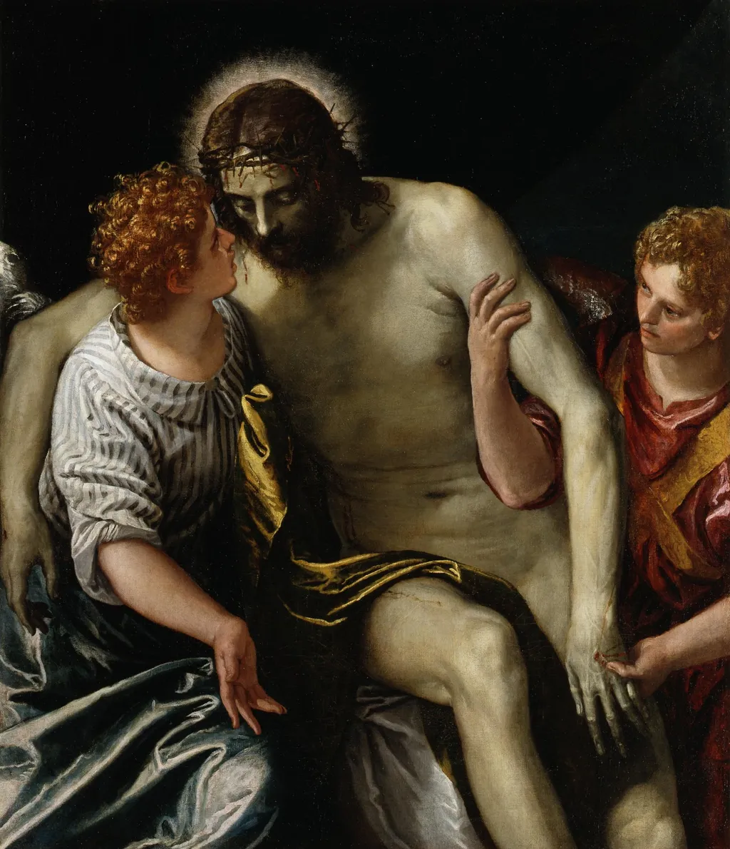 Dead Christ Supported by Two Angels, by Paolo Veronese, paint