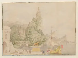 Design for the Broadmoor Stage Drop-Curtain, by Richard Dadd, watercolor, 1873