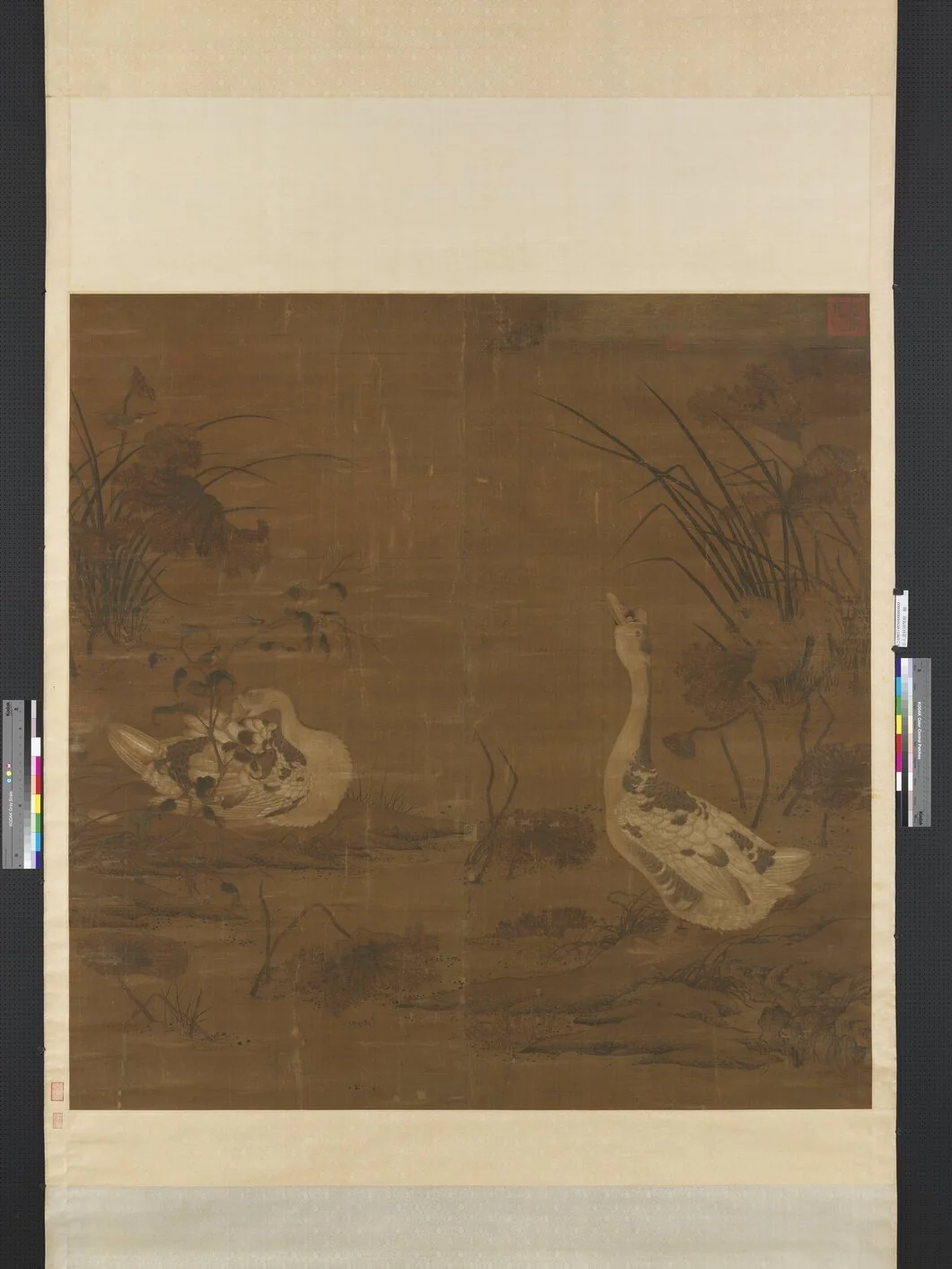 宋人畫秋塘雙雁 軸, detail