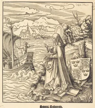 Saint Walpurgis, by Leonhard Beck, ink, 1517
