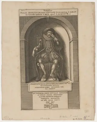 Francis Bacon in a Niche, by Wenceslaus Hollar, ink, 1642