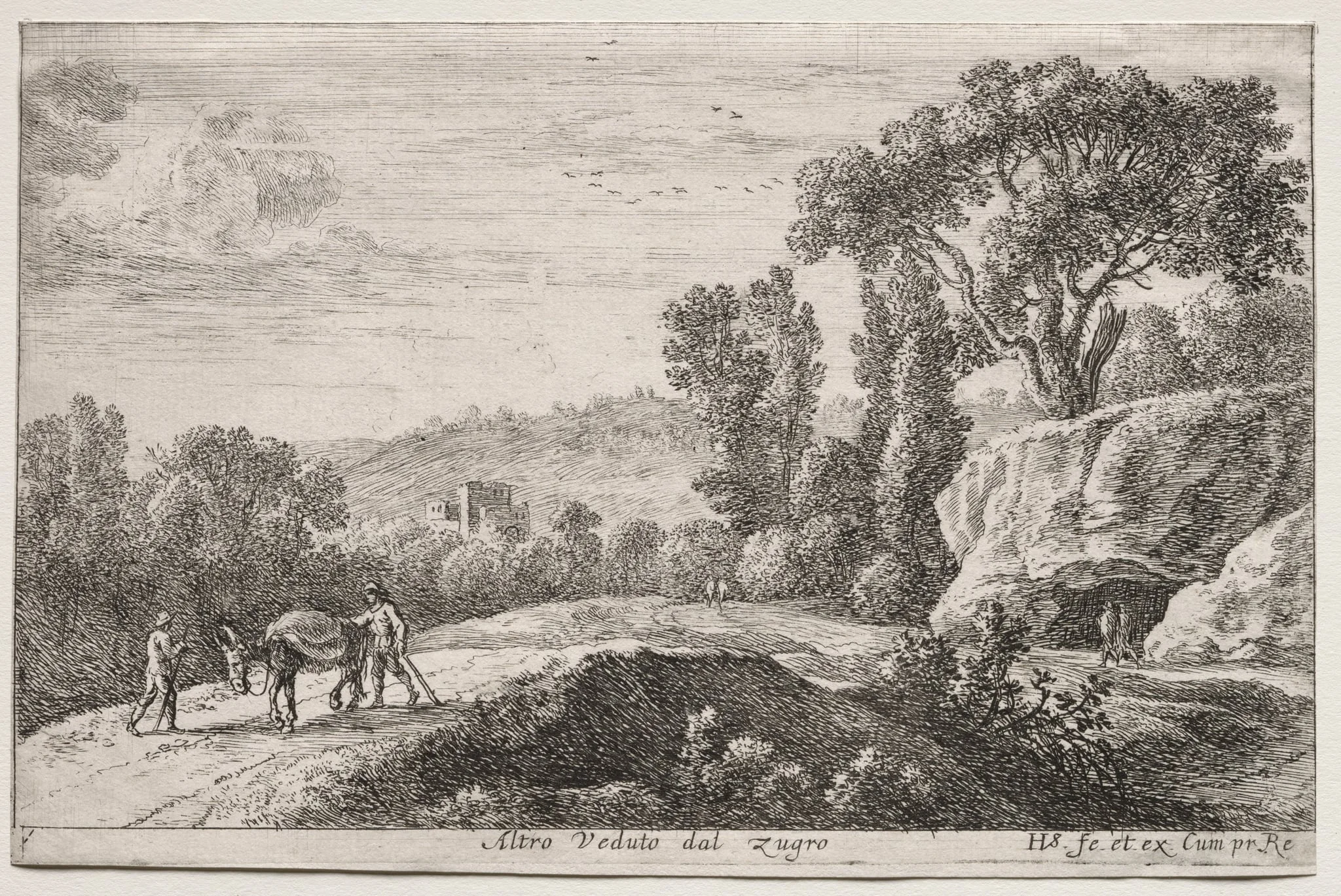 Diverse Views in and around Rome: Second View of Zugro (Altro Veduto dal Zugro), detail
