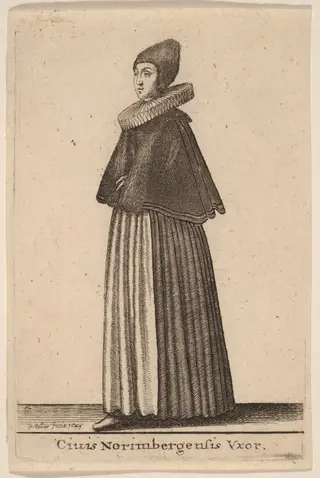 Ciuis Norimbergensis Vxor, by Wenceslaus Hollar, ink, 1643