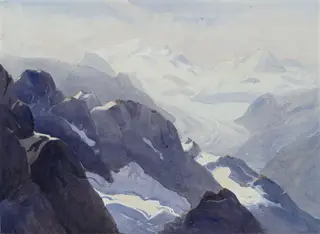 In the Alps, by Eric Powell, watercolor, 1900