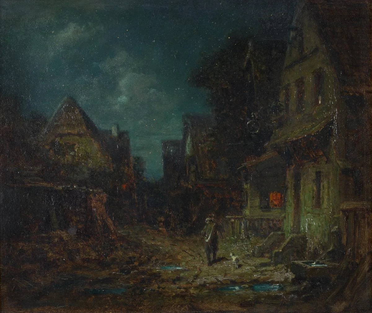 Dorfgasse mit Nachtwächter, detail