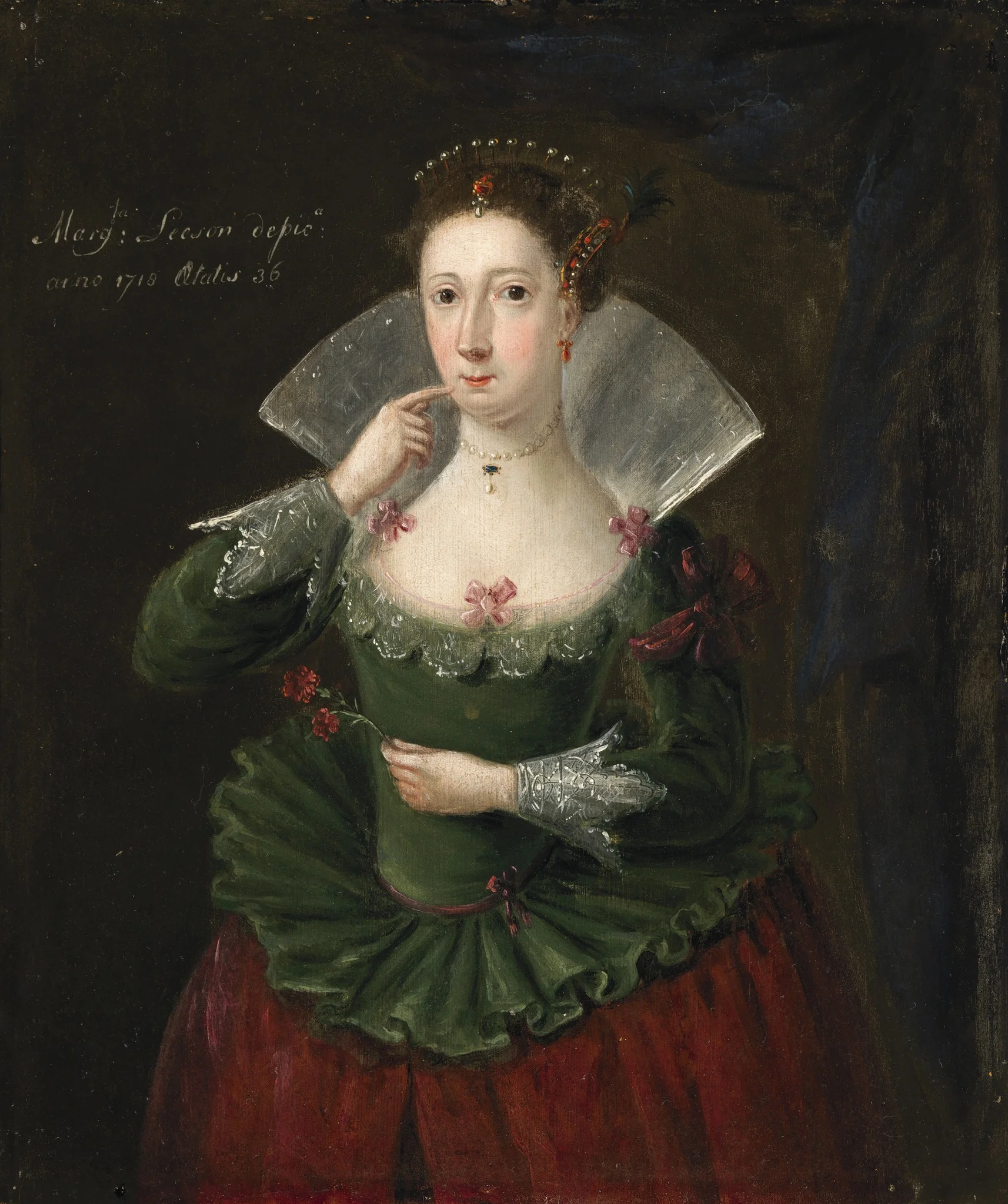 Portrait of Margaret Leeson (born Brice), detail
