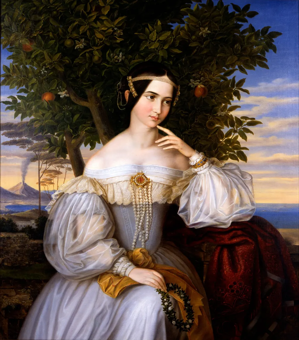 Marriage Portrait of Charlotte de Rothschild, by Moritz Daniel Oppenheim, oil, 1836