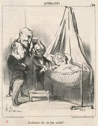 Décidément elle est bien malade!, by Honoré Daumier, ink, 1851
