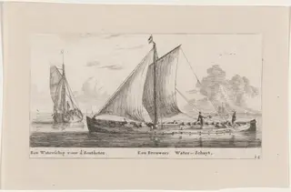 A "Watership" Carrying Water for the Salt Works and Another One Carrying Water for the Breweries, by Nooms, called Zeeman, Reinier, ink, 1653