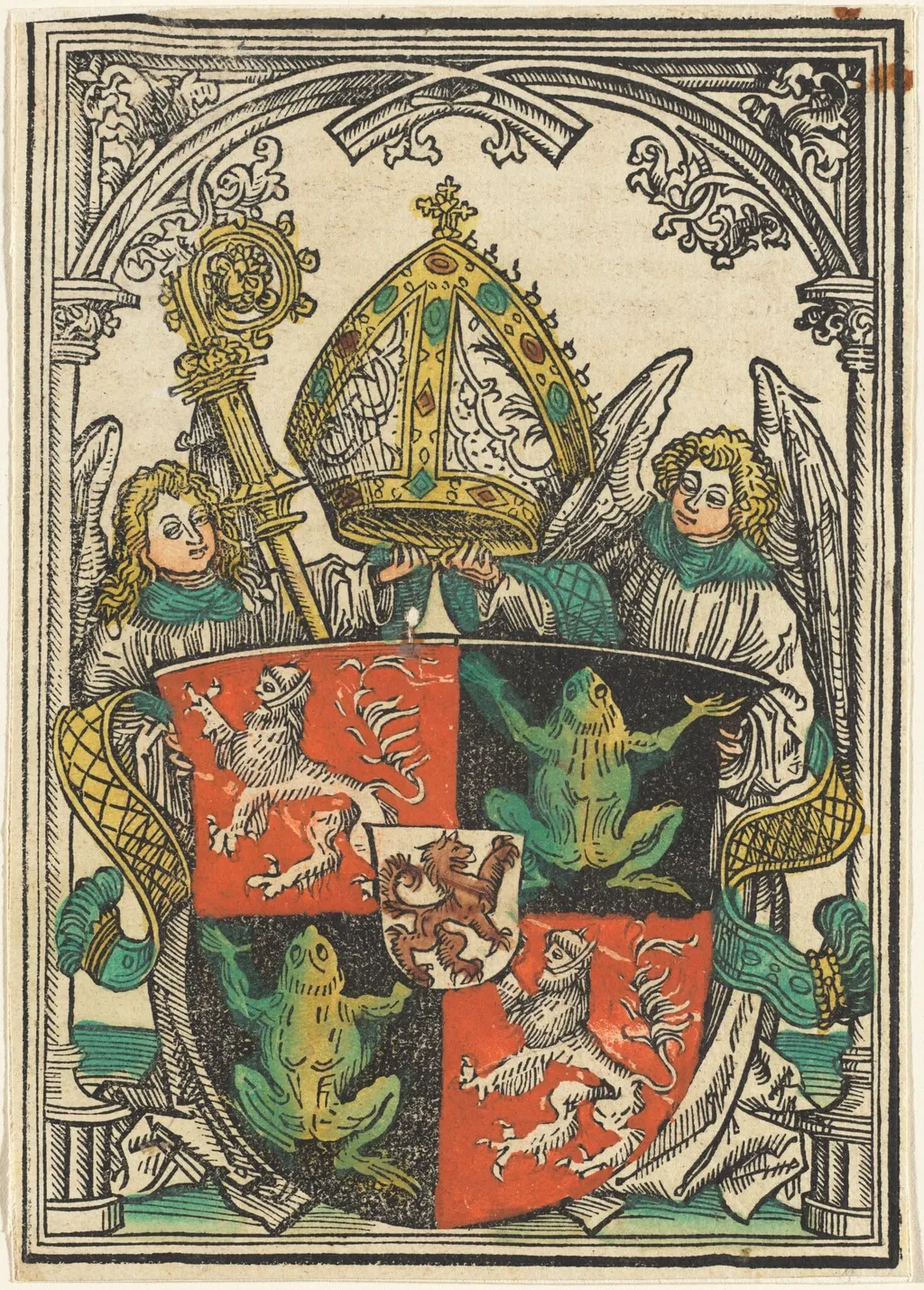 The Coat of Arms of Wigeleus von Fröschel, Bishop of Passau, by Hans Burgkmair I, ink, 1503