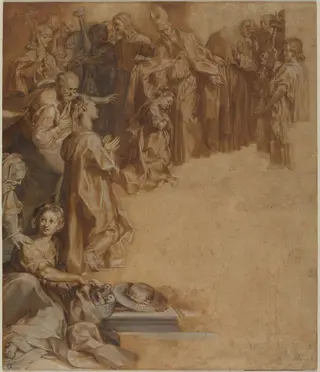 The Presentation of the Virgin in the Temple, by Federico Barocci, graphite, 1600
