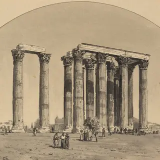 Temple of Olympian Zeus, by Themistocles von Eckenbrecher, ink, 1890
