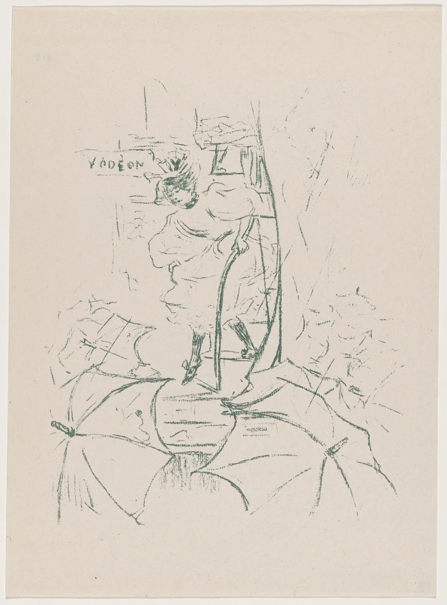 untitled (Woman descending onto a street of umbrellas), detail